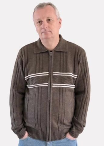 Cavallio Brown Zipped Cardigan with Two Pockets